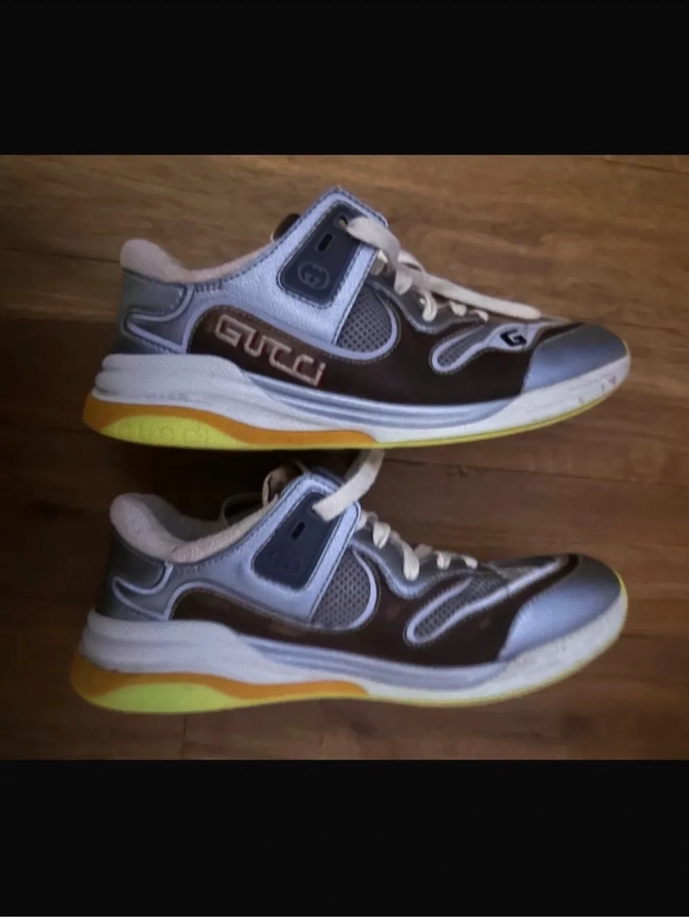 Gucci Multi-Color Chunky Sneakers in Brown, Gray, White, Yellow